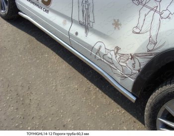 23 999 р. Защита порогов труба d60,3 мм ТСС Тюнинг  Toyota Highlander  XU50 (2013-2017) (серые)  с доставкой в г. Калуга. Увеличить фотографию 1
