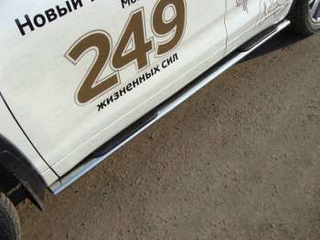 34 749 р. Пороги овальные с накладкой 75х42 мм ТСС Тюнинг Toyota Highlander XU50 рестайлинг (2016-2020) (серые)  с доставкой в г. Калуга. Увеличить фотографию 1