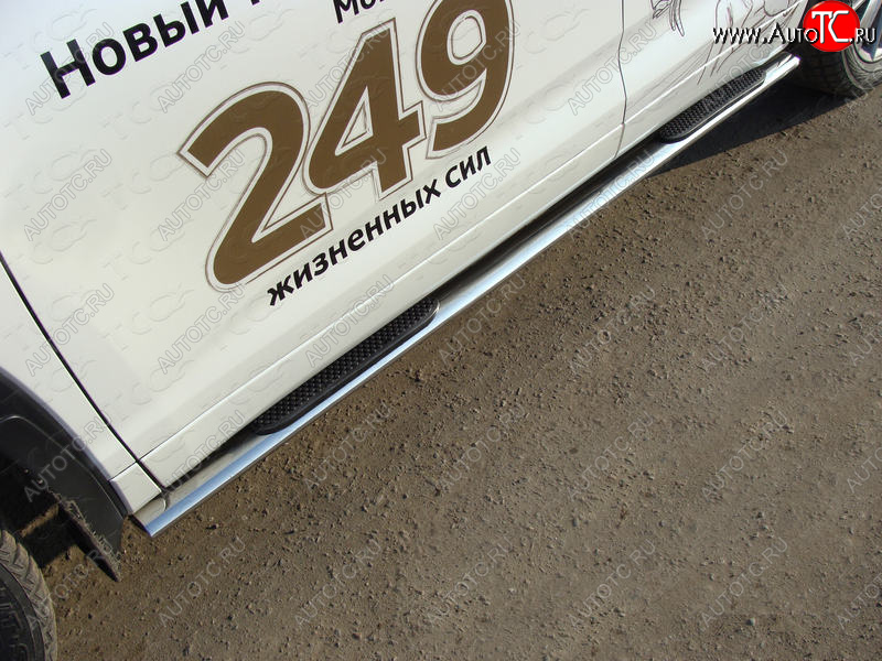 34 749 р. Пороги овальные с накладкой 75х42 мм ТСС Тюнинг Toyota Highlander XU50 рестайлинг (2016-2020) (серые)  с доставкой в г. Калуга