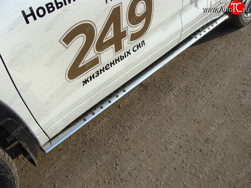 36 949 р. Пороги овальные с проступью 75х42 мм ТСС Тюнинг Toyota Highlander XU50 рестайлинг (2016-2020) (серые)  с доставкой в г. Калуга