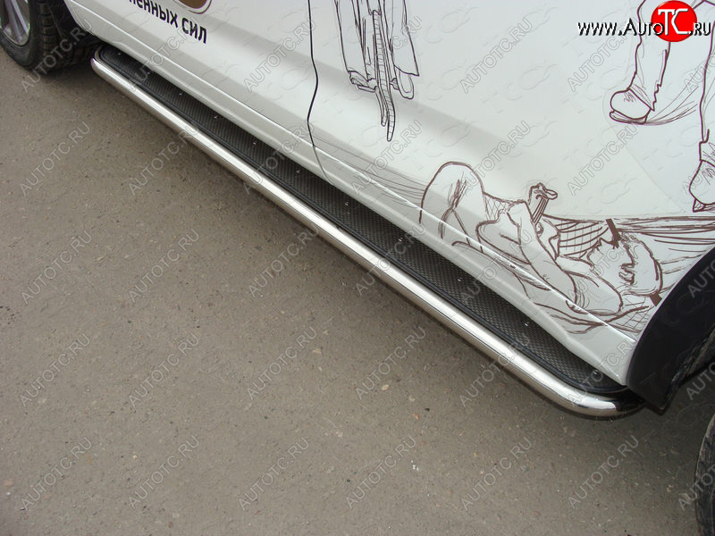 42 699 р. Пороги с площадкой 42,4 мм ТСС Тюнинг Toyota Highlander XU50 рестайлинг (2016-2020) (нержавейка)  с доставкой в г. Калуга