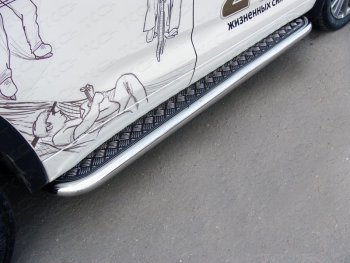 37 949 р. Пороги с площадкой 60,3 мм ТСС Тюнинг  Toyota Highlander  XU50 (2016-2020) (серые)  с доставкой в г. Калуга. Увеличить фотографию 1