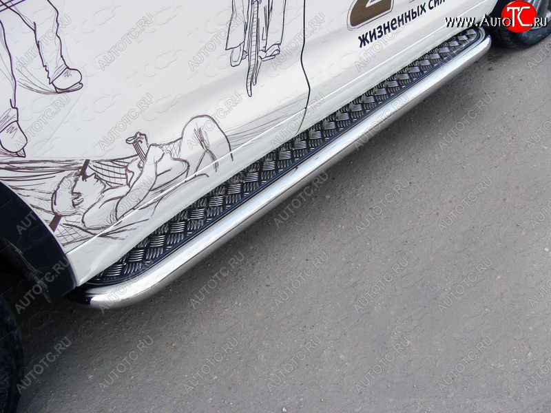 37 949 р. Пороги с площадкой 60,3 мм ТСС Тюнинг  Toyota Highlander  XU50 (2016-2020) (серые)  с доставкой в г. Калуга