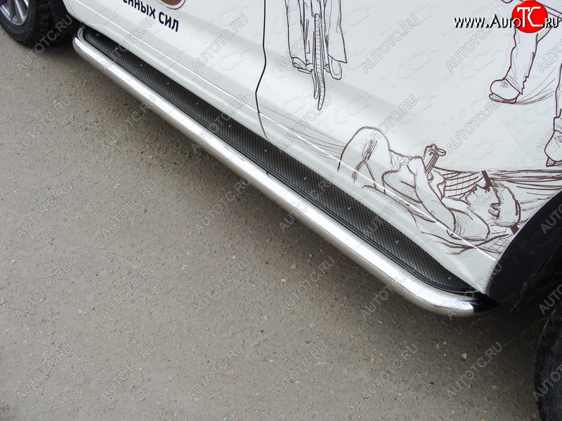 46 999 р. Пороги с площадкой 60,3 мм ТСС Тюнинг Toyota Highlander XU50 рестайлинг (2016-2020) (нержавейка)  с доставкой в г. Калуга