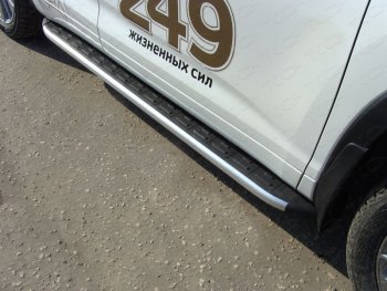 19 999 р. Пороги алюминиевые с пластиковой накладкой ТСС Тюнинг Toyota Highlander XU50 рестайлинг (2016-2020) (серые)  с доставкой в г. Калуга. Увеличить фотографию 1
