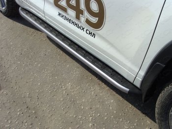 21 349 р. Пороги алюминиевые с пластиковой накладкой ТСС Тюнинг  Toyota Highlander  XU50 (2016-2020) (карбон серые)  с доставкой в г. Калуга. Увеличить фотографию 1
