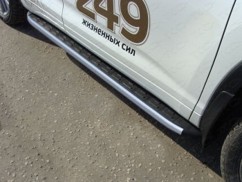 Пороги алюминиевые с пластиковой накладкой ТСС Тюнинг Toyota Highlander XU50 рестайлинг (2016-2020)  (карбон серебро)