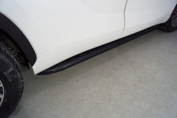 Пороги алюминиевые с пластиковой накладкой ТСС Тюнинг Toyota Highlander XU70 (2020-2024)  (карбон черные)