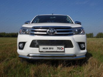28 599 р. Защита передняя нижняя двойная 76,1*60,3 мм Тюнинг  Toyota Hilux Revo (2015-2018) (нержавейка)  с доставкой в г. Калуга. Увеличить фотографию 1