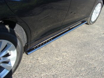 Пороги овальные с проступью 75х42 мм ТСС Тюнинг Toyota (Тойота) Venza (Венза)  GV10 (2012-2016) GV10 рестайлинг  (серые)
