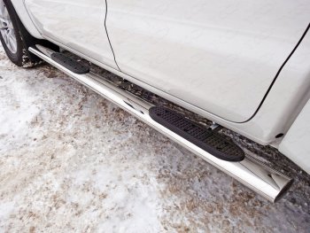 Пороги овальные с накладкой 120*60 мм ТСС Тюнинг Volkswagen (Волксваген) Amarok (Амарок) (2016-2022) рестайлинг  (серые)