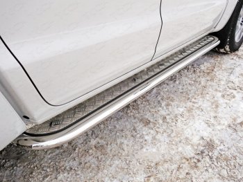 45 999 р. Пороги с площадкой 75х42 мм ТСС Тюнинг  Volkswagen Amarok (2016-2022) (серые)  с доставкой в г. Калуга. Увеличить фотографию 1