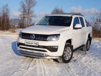 32 999 р. Защита передняя нижняя двойная 76,1*75 мм ТСС Тюнинг  Volkswagen Amarok (2016-2022) (нержавейка)  с доставкой в г. Калуга. Увеличить фотографию 1