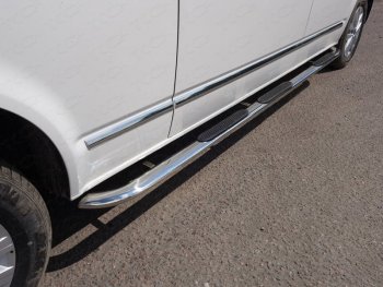 Пороги овальные гнутые с накладкой 75х42 мм ТСС Тюнинг Volkswagen Caravelle T6 дорестайлинг (2015-2019)  (серые)