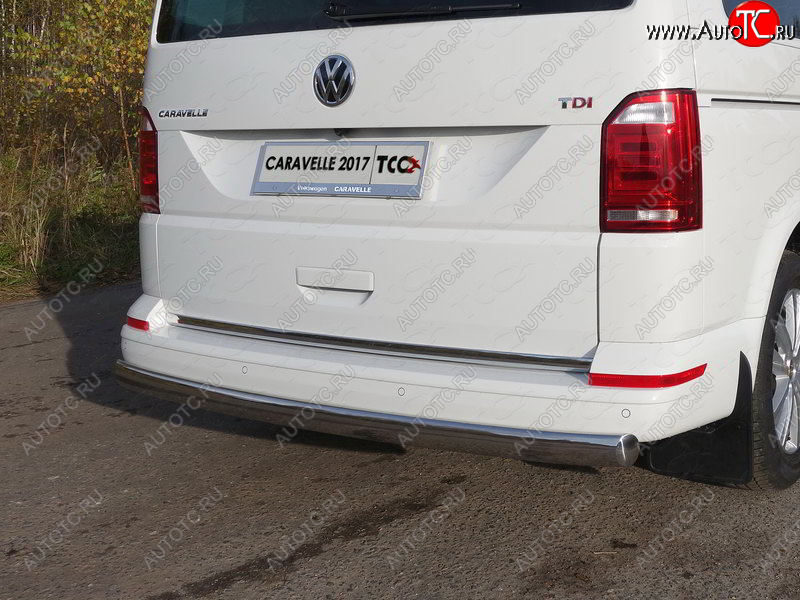 25 999 р. Защита заднего бампера (овальная, d75х42 мм) TCC Volkswagen Caravelle T6 дорестайлинг (2015-2019)  с доставкой в г. Калуга