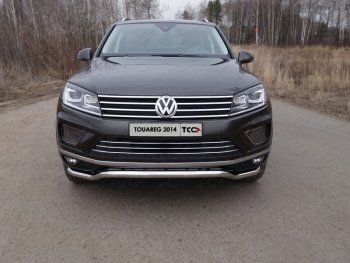 26 699 р. Защита передняя нижняя кенгурин 60,3 мм ТСС Тюнинг  Volkswagen Touareg  NF (2014-2018) (нержавейка)  с доставкой в г. Калуга. Увеличить фотографию 1