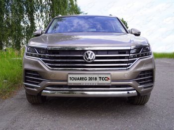 22 799 р. Защита переднего бампера нижняя овальная 75*42 мм ТСС Тюнинг  Volkswagen Touareg  CR (2018-2024) (нержавейка)  с доставкой в г. Калуга. Увеличить фотографию 1