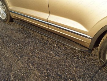 Пороги алюминиевые с пластиковой накладкой ТСС Тюнинг Volkswagen (Волксваген) Touareg (Туарек)  CR (2018-2024) CR