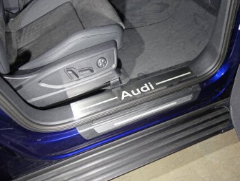 7 249 р. Накладки на пластиковые пороги (автомобиль без пневмоподвески, 2 шт) ТСС Тюнинг  Audi Q5  FY (2017-2020) (лист шлифованный, надпись audi)  с доставкой в г. Калуга. Увеличить фотографию 1