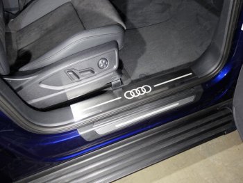7 249 р. Накладки на пластиковые пороги (без пневмоподвески 2 шт) ТСС Тюнинг  Audi Q5  FY (2017-2020) (лист шлифованный, логотип audi)  с доставкой в г. Калуга. Увеличить фотографию 1