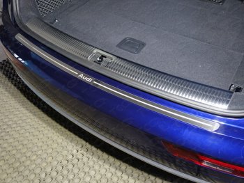 4 099 р.  Накладка на задний бампер (без пневмоподвески) ТСС Тюнинг  Audi Q5  FY (2017-2020) (лист шлифованный надпись audi)  с доставкой в г. Калуга. Увеличить фотографию 1