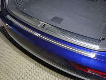 4 099 р. Накладка на задний бампер (без пневмоподвески) ТСС Тюнинг  Audi Q5  FY (2017-2020) (лист шлифованный, логотип audi)  с доставкой в г. Калуга. Увеличить фотографию 1