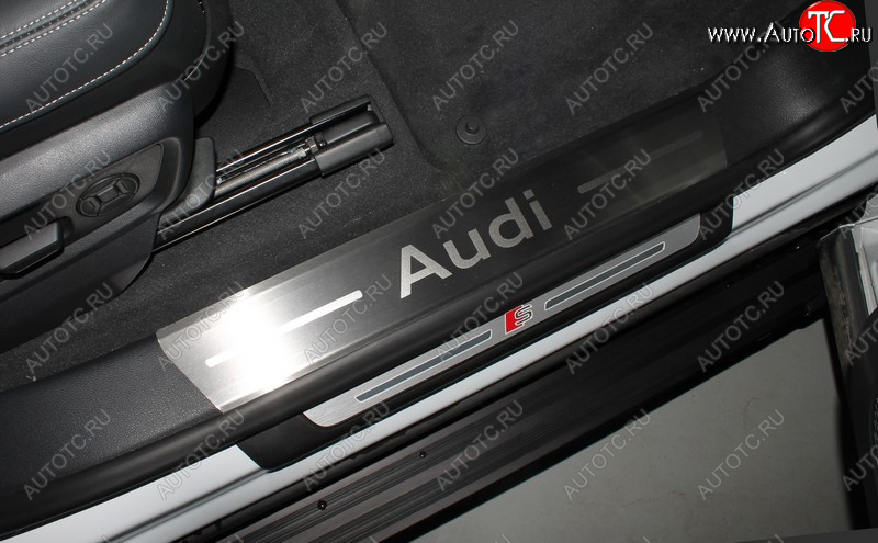 9 249 р. Накладки на пороги (4 шт) ТСС Тюнинг  Audi Q8  4MN (2018-2024) (лист шлифованный, надпись audi)  с доставкой в г. Калуга