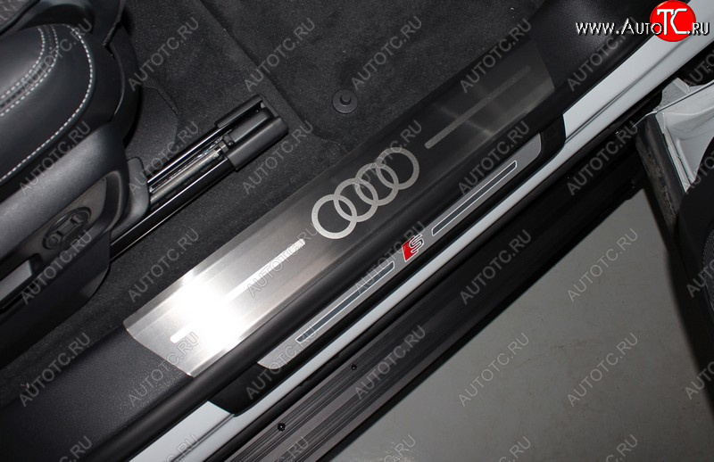 9 249 р. Накладки на пороги (4 шт) ТСС Тюнинг  Audi Q8  4MN (2018-2022) (лист шлифованный, логотип audi )  с доставкой в г. Калуга