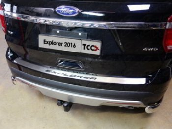 5 199 р. Накладка на задний бампер, ТСС Тюнинг  Ford Explorer  U502 (2015-2018) (лист шлифованный надпись Explorer)  с доставкой в г. Калуга. Увеличить фотографию 1