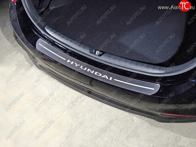 3 099 р. Накладки на задний бампер, ТСС Тюнинг  Hyundai Solaris  2 (2017-2020) (лист шлифованный надпись Hyundai)  с доставкой в г. Калуга