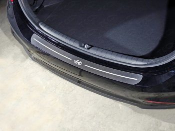 3 099 р. Накладки на задний бампер, ТСС Тюнинг  Hyundai Solaris  2 (2017-2020) (лист шлифованный логотип Hyundai)  с доставкой в г. Калуга. Увеличить фотографию 1