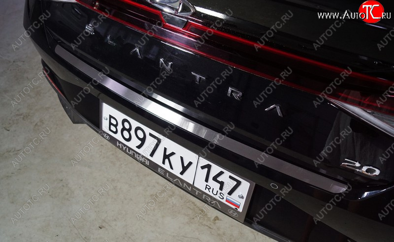 1 889 р. Накладка на задний бампер, ТСС Тюнинг Hyundai Elantra CN7 (2020-2023) (Лист шлифованный)  с доставкой в г. Калуга