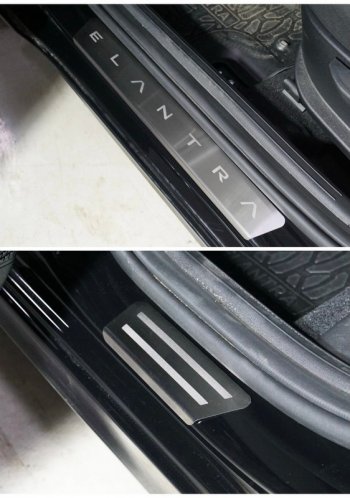 3 999 р. Накладки на пороги, ТСС Тюнинг  Hyundai Elantra  CN7 (2020-2023) (лист шлифованный надпись Elantra)  с доставкой в г. Калуга. Увеличить фотографию 1