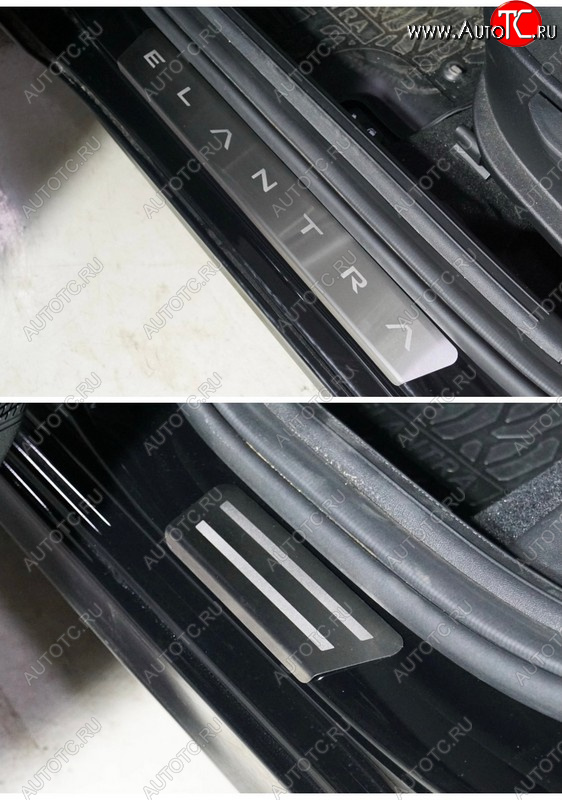 3 999 р. Накладки на пороги, ТСС Тюнинг  Hyundai Elantra  CN7 (2020-2023) (лист шлифованный надпись Elantra)  с доставкой в г. Калуга