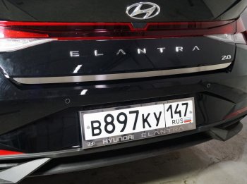 2 059 р. Накладка на заднюю дверь, ТСС Тюнинг  Hyundai Elantra  CN7 (2020-2023) (Лист шлифованный)  с доставкой в г. Калуга. Увеличить фотографию 1
