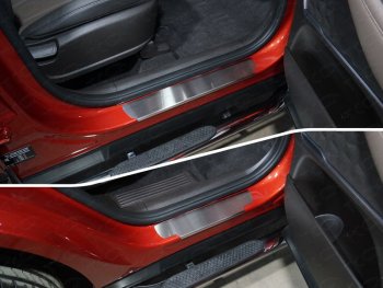 4 099 р. Накладки на пороги, ТСС Тюнинг Hyundai Santa Fe 4 TM дорестайлинг (2018-2021) (лист шлифованный)  с доставкой в г. Калуга. Увеличить фотографию 1