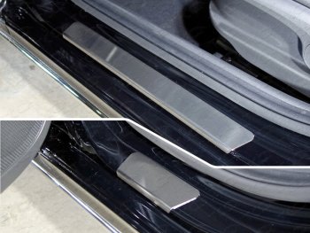 2 079 р.  Накладки на пороги, ТСС Тюнинг  Hyundai Solaris  2 (2017-2020) (лист шлифованный)  с доставкой в г. Калуга. Увеличить фотографию 1