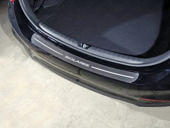 3 099 р. Накладка на задний бампер, ТСС Тюнинг  Hyundai Solaris  2 (2017-2020) (лист шлифованный надпись Solaris)  с доставкой в г. Калуга. Увеличить фотографию 1
