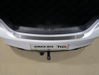 1 869 р. Накладка на задний бампер, ТСС Тюнинг  Hyundai Sonata  DN8 (2019-2024) (Лист шлифованный)  с доставкой в г. Калуга. Увеличить фотографию 1