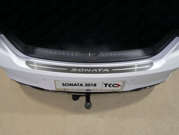 2 489 р. Накладка на задний бампер, ТСС Тюнинг  Hyundai Sonata  LF (2017-2019) (лист шлифованный надпись Sonata)  с доставкой в г. Калуга. Увеличить фотографию 1