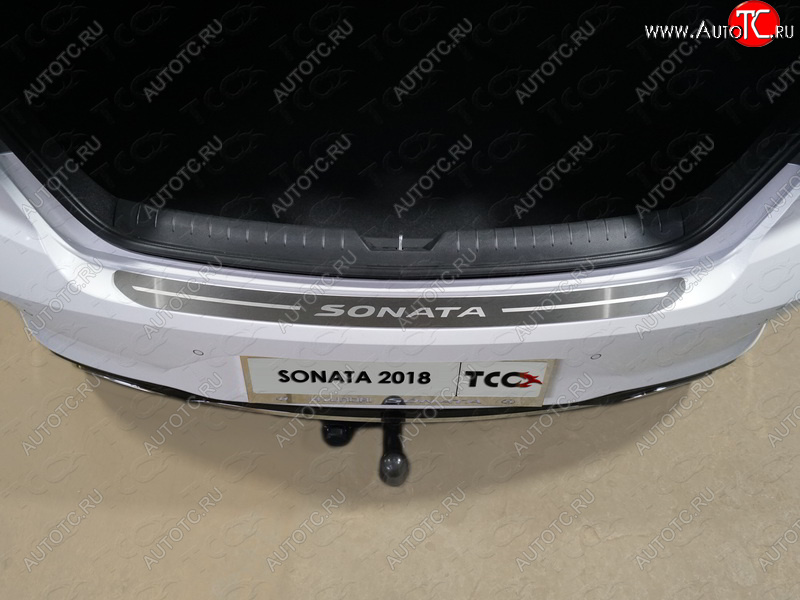 2 489 р. Накладка на задний бампер, ТСС Тюнинг  Hyundai Sonata  LF (2017-2019) (лист шлифованный надпись Sonata)  с доставкой в г. Калуга