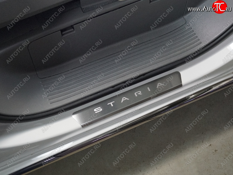 2 299 р. Накладки на передние пороги, ТСС Тюнинг  Hyundai Staria  US4 (2021-2022) (лист шлифованный надпись Staria)  с доставкой в г. Калуга