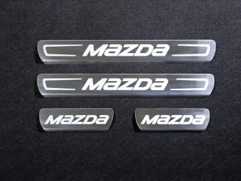 3 699 р. Накладки на пороги, ТСС Тюнинг  Mazda CX-5  KE (2015-2017) (лист шлифованный надпись MAZDA)  с доставкой в г. Калуга. Увеличить фотографию 1