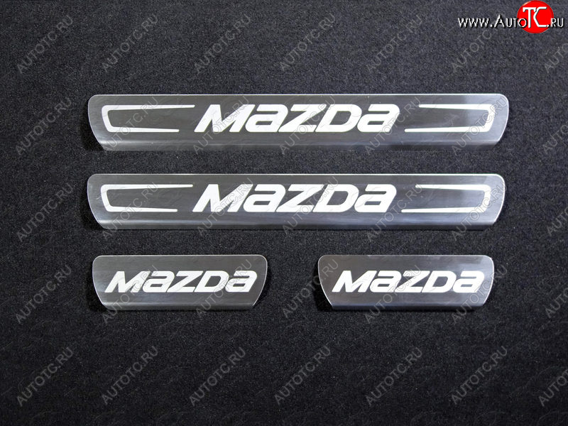 3 699 р. Накладки на пороги, ТСС Тюнинг  Mazda CX-5  KE (2015-2017) (лист шлифованный надпись MAZDA)  с доставкой в г. Калуга