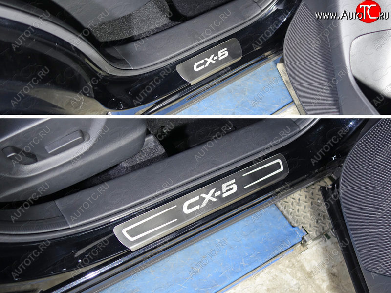 3 699 р. Накладки на пороги, ТСС Тюнинг  Mazda CX-5  KE (2015-2017) (лист шлифованный надпись CX-5)  с доставкой в г. Калуга