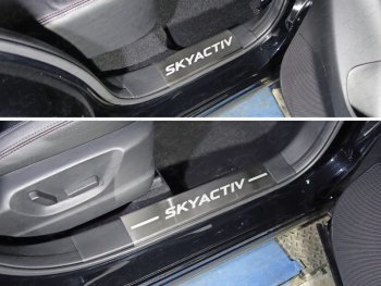 5 799 р. Накладки на пластиковые пороги, ТСС Тюнинг  Mazda CX-5  KE (2015-2017) (лист шлифованный надпись SKYACTIV)  с доставкой в г. Калуга. Увеличить фотографию 1