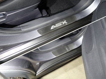 3 499 р. Накладки на пороги, ТСС Тюнинг  Mitsubishi ASX (2017-2020) (лист шлифованный надпись ASX)  с доставкой в г. Калуга. Увеличить фотографию 1