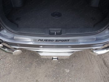 3 099 р. Накладка на задний бампер, ТСС Тюнинг  Mitsubishi Pajero Sport  3 QE (2015-2021) (лист шлифованный надпись Pajero Sport)  с доставкой в г. Калуга. Увеличить фотографию 1