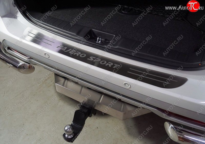 4 469 р. Накладка на задний бампер, ТСС Тюнинг  Mitsubishi Pajero Sport  3 QF (2019-2022) (лист шлифованный надпись Pajero Sport)  с доставкой в г. Калуга