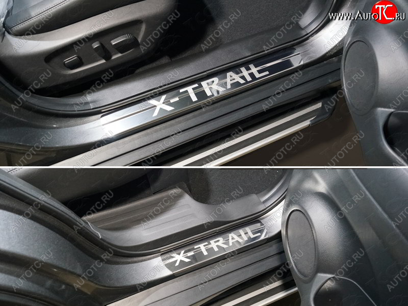 5 199 р. Накладки на пороги, ТСС Тюнинг  Nissan X-trail  3 T32 (2013-2018) (лист шлифованный надпись X-Trail)  с доставкой в г. Калуга